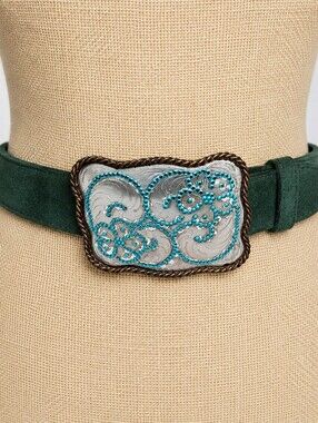 Vintage  Western jeweled‎ buckle belt S/ M